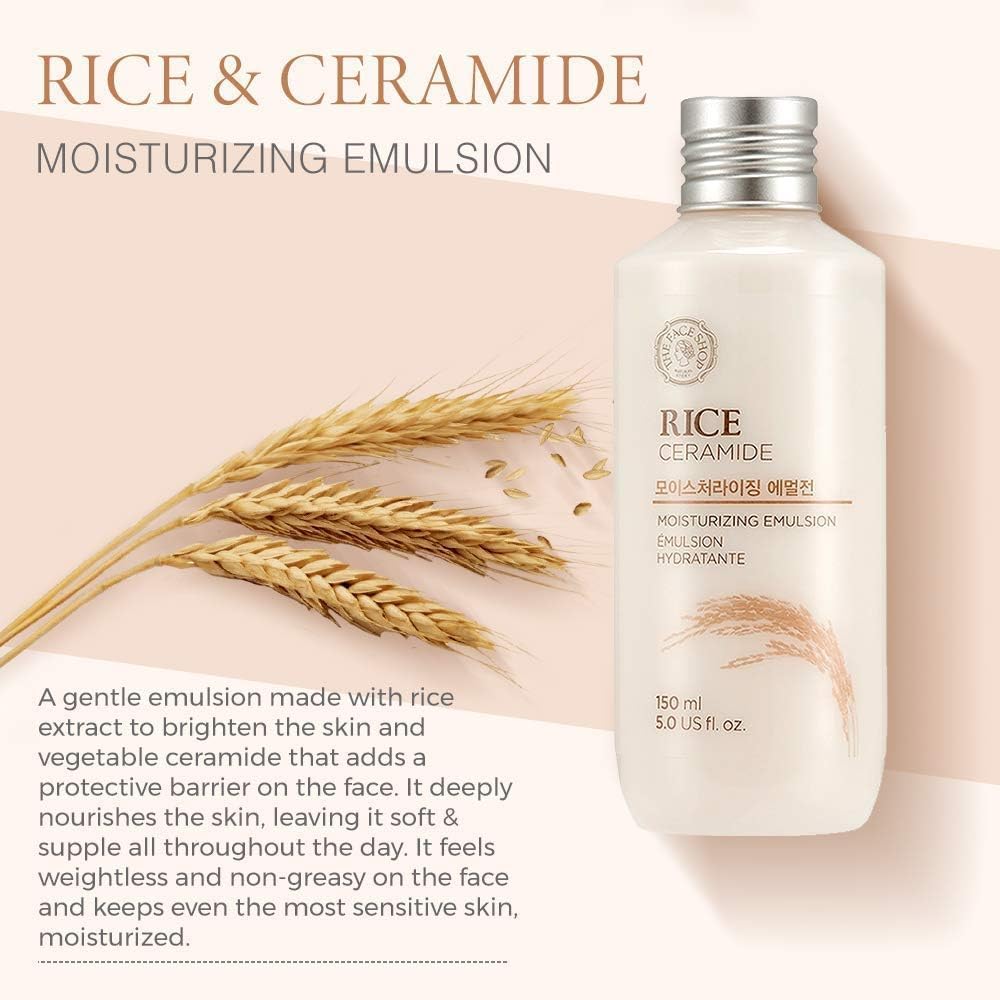 The Face Shop Rice & Ceramide Moisturizing Emulsion - Hydrating & Nourishing Facial Emulsion